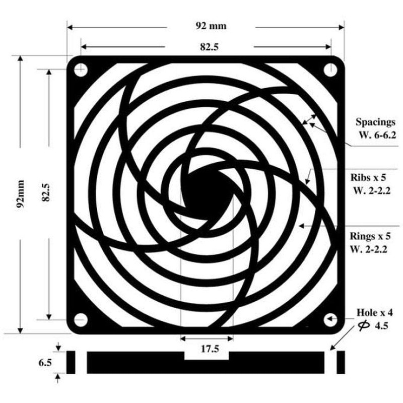 Fan Grille + Dust Filter 92 x 92 mm 30ppi