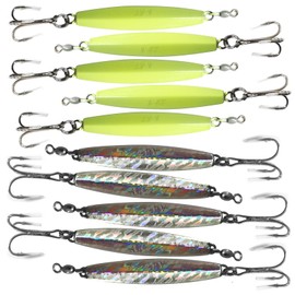 10pcs Fish WOW! 4oz Diamond Jig Glow + Mylar Holographic Laser jigs with a Treble Hook