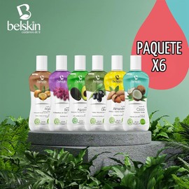 BELSKIN Pack 6 Aceites Naturales 120ml c/u Almendras, Coco, Ricino, Olivo, Argán, Aguacate Para Rostro, Cuerpo y Cabello