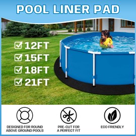Zeonly 21 FT Pool Liner Pad,Round Under Pool Padding,Pool Pads for Above Ground Pool,Strong and Durable Puncture Protection Eco-Friendly Above Ground Pool Liner pad,Black