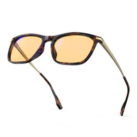 Goiteia Orange Glasses with Blue Light Filter - Amber Tinted Screen Glasses for Better Focus at Work/Improved Sleep/Eye Strain, Orange tortoiseshell frame (better concentration at work)