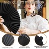JOOTUEPO Black Folding Hand Fan, 2 Pack Black Silk Fabric