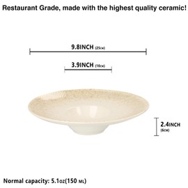 jinsongdafa Soup Bowls, Soup Plates, 5.1 oz,Porcelain Pasta Bowl Set of 4, Wide edge Shallow Bowl Plates, Rimmed Bowls with Rim, Best choice for high-end restaurants and foodies,Gradient beige 9.8Inch