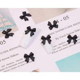 PPhtony Acrylic Flatback Nail Bows Rhinestones Charms Gems for Women Girls Nail Art Design Nail Accessories DIY Decoration, 50PCS (Black)