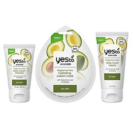 Yes To Avocado Fragrance-Free Bundle, Daily Cream Cleanser, Hydrating Cream Mask, Daily Hand Cream, Perfect Combination To Restore Dry & Parched Skin, Natural, Vegan & Cruelty Free, 3 Piece set