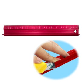 [Durable and Durable] Aluminum Ruler Cutter, 11.8 inches (30 cm), Red, Ruler, Ruler, Anti-Slip, Handle Included