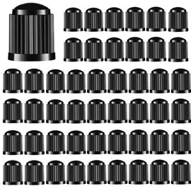 JEYORZY Set of 48 valve caps, valve cover, wheel valve caps, tyre valve caps, car valve caps in black, car, SUV, motorcycle and much more, against dirt and for ideal tyre pressure