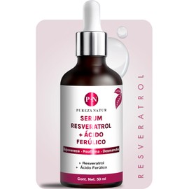 PUREZA NATUR Serum Resveratrol + Ácido Ferúlico facial Suero facial regenerador y antioxidante Rejuvenece, Reafirma, Desmancha 50ml