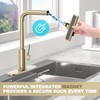 AVSIILE Brushed Gold Waterfall Kitchen Faucets with Pull Down Sprayer