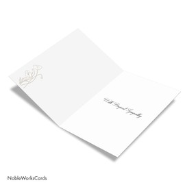 NobleWorks White Ink Florals - Sympathy Greeting Card with Envelope (4.63 x 6.75 Inch) - C8887ESMG