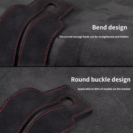 Fugedox 2Pcs Car Seat Back Storage Hook, Car Seat Back Storage Hook for Headrest, Black Leather Car Seat Hooks for Headrest, Car Seat Back Storage Hooks for Purses, Handbags, Phone(Black)