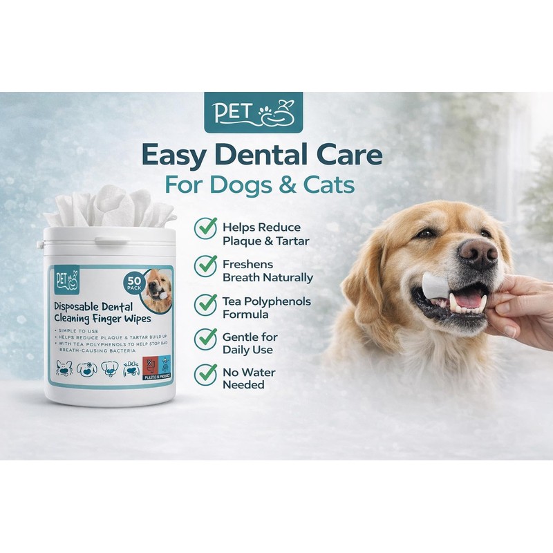 Dog Disposable Dental Cleaning Finger Wipes for Puppies & Dogs