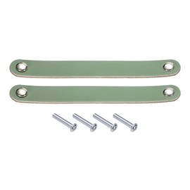 sourcing map 2 Pcs Leather Drawer Pulls, Kitchen and Wardrobe Door Knobs Leather Pulls Dresser Handles with Screw for Bathroom Kitchen Bedroom Dresser Cupboard, Green