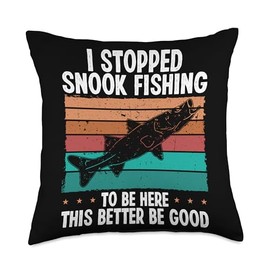 Snook Fishing Lure Rod and Reel Combo Snook Fisherman Throw Pillow