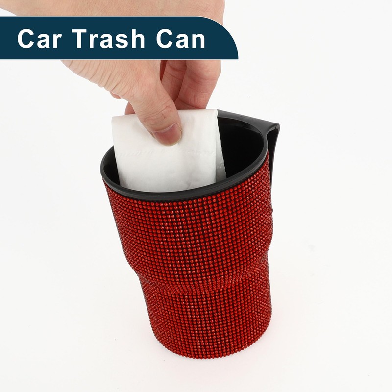 TUCKBOLD Car Trash Can Portable Seat Back Trash Bin Red