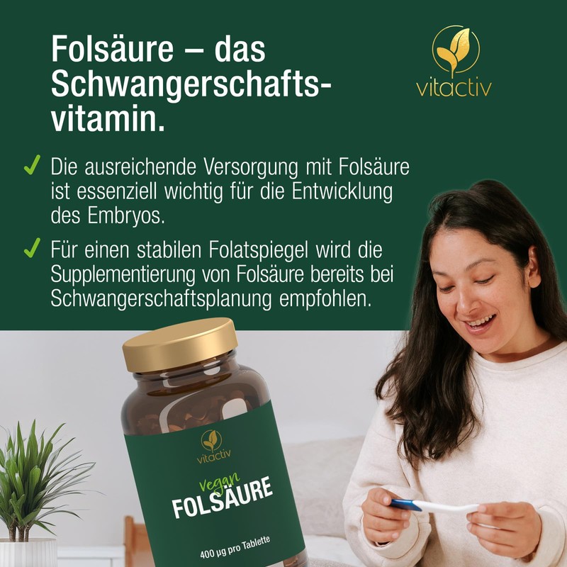 VITACTIV Folsäure 400µg - 270 Folsäure Tabletten (9 Monate) -