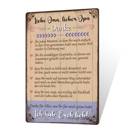 Putuo Decor Metal Sign Love Grandma, Dear Grandpa - Thank You Sign, Gift for Grandparents, Rustic Decoration, 12 x 8 Inches