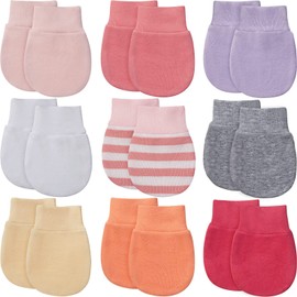 9 Pairs Newborn Baby Mittens Infant Toddler Gloves No Scratch Mittens Unisex Cotton Gloves for 0-6 Months Baby Boys Girls (Multiple Colours)
