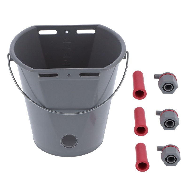 8L Plastic Feeder Bucket with Nipples Check Valves Feeding Equipment