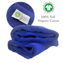 Navy Letter Hand Towel for Bathroom - Monogrammed Initial Hotel Quality Decorative Embroidered Towel for Powder Room, Spa - GOTS Organic Certified - Set of 2 Letter J