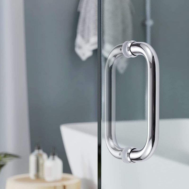 Ranbo Polished Chrome 6" （CTC） Tubular Back-to-Back Shower Door Handle，3/4"