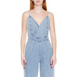 Forever 21 Women's Surplice Wide-Leg Jumpsuit, Light Denim, Medium