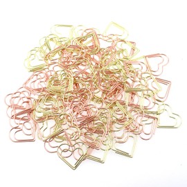 TAODAN 100PCS Gold and Rose Gold Heart Shaped Paper Clip Metal Diary Paper Clip Office Paper Clip with Clear Plastic Case 25x23MM for Sorting and Organising Note on Paper File