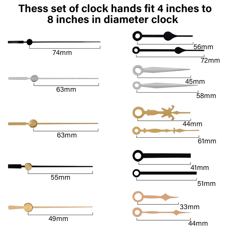 WinTaim 10pcs Clock Hands Suitable For 4-8 inch Clock,Clock Hands