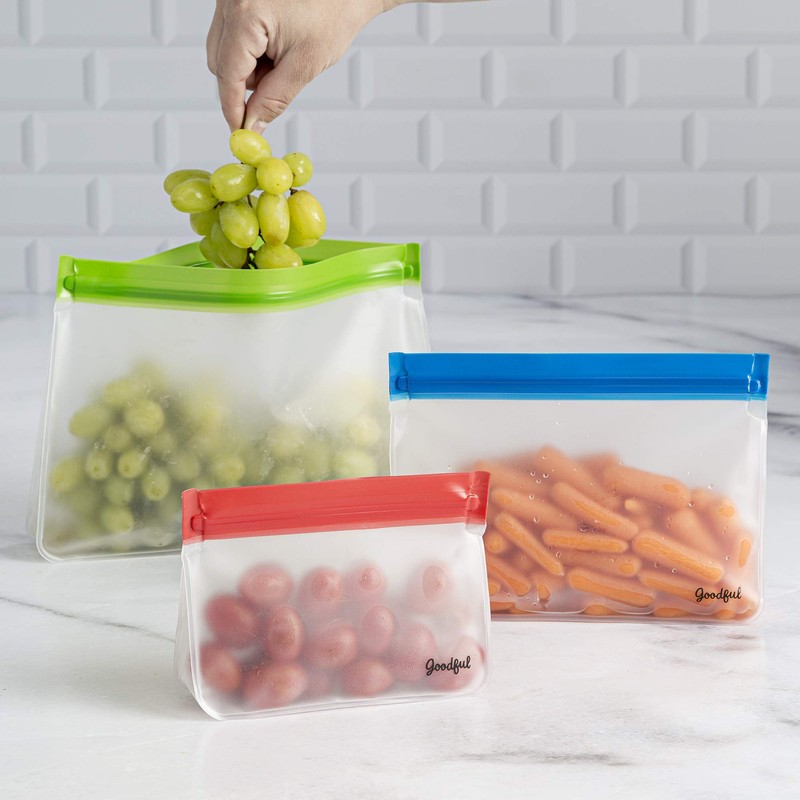 Goodful Bolsas reutilizables para almacenamiento de alimentos (paquete de 6,
