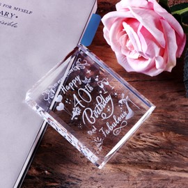 Happy 40th Birthday and Fabulous Gifts for Women, Laser Engraved K9 Crystal Plaque Keepsake for Friend 40 Years of Age, Unique Birthday Present Ornament Collection