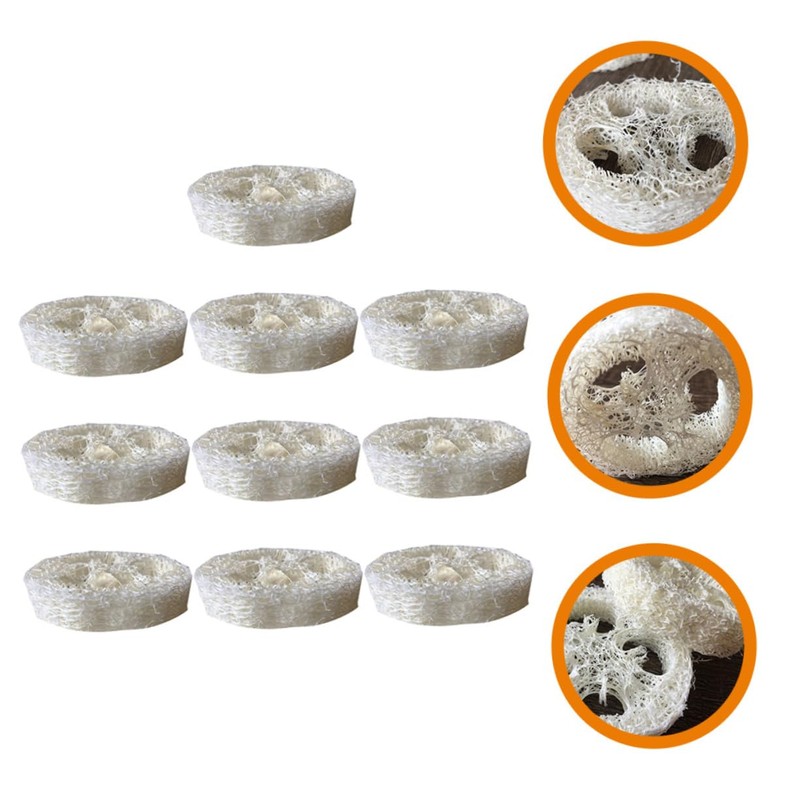 Baluue 10pcs Natural Loofah Dish Sponges Durable Kitchen Cleaning Tools