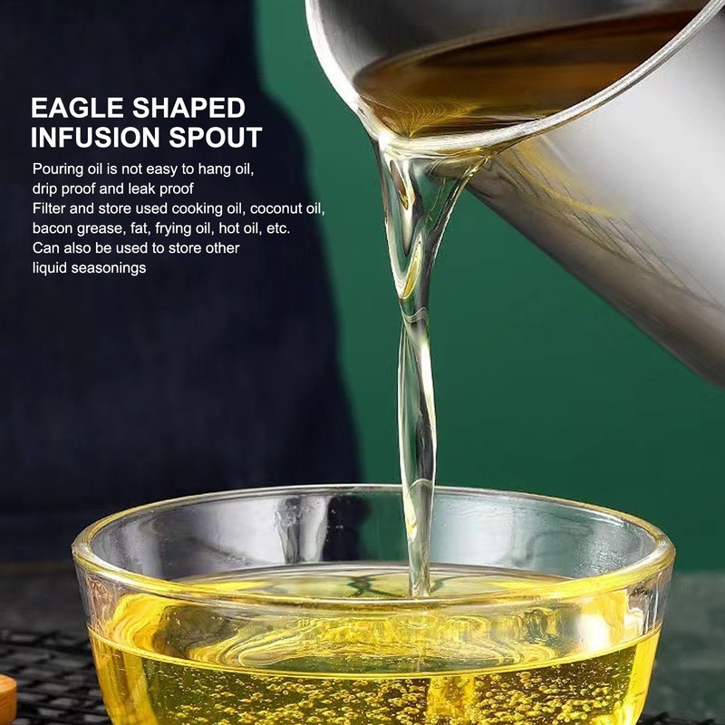 Bacon Grease Container Stainless Steel High Temperature Resistance Oil Strainer