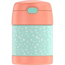 THERMOS FUNTAINER 10 Ounce Stainless Steel Kids Food Jar, Pastel Delight (Dots)