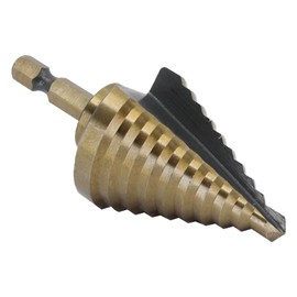Drill America HSS Black & Gold Step Drill Bit with Quick Change Hex Shank (1/4" - 1-3/8" by 1/8"), 5 Piece Set with Round Shank