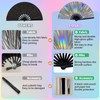 EOSAU Large Holographic Rave Fan Folding Hand Fans for Line