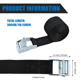 QZTYTY 2PCS Tie Down Straps, Cam Straps, Adjustable Kayak Straps Roof Rack Cinch Strap Ratchet Straps, 9.8Ft Lashing Straps Car Accessories Universal for Cargo, Trucks, Luggage, Trailer (2.5cm*3m)