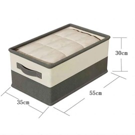 AURMOO Storage Box, 58 L Boxes Storage, Storage Basket, Foldable, Organiser Boxes, Wardrobe Boxes, Fabric Boxes (55 x 35 x 30 cm, Grey/Beige, 1 Piece)
