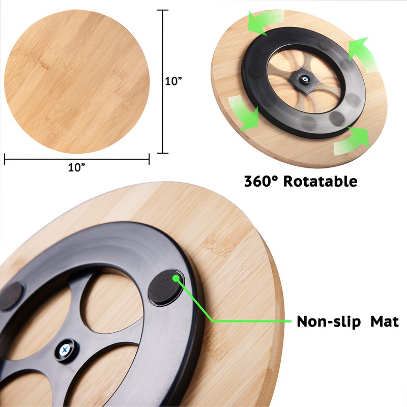 Oridom 10 Inch Bamboo Lazy Susan Organizer Turntable for Kitchen