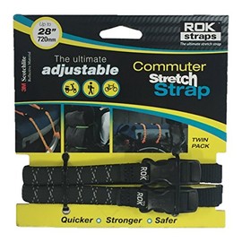 ROK straps ROK00332 Commuter Stretch Strap, Black, Reflective, Pack of 2
