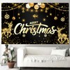 Large Merry Christmas Banner Gold Snowflake Deer Backdrop Christmas Wall