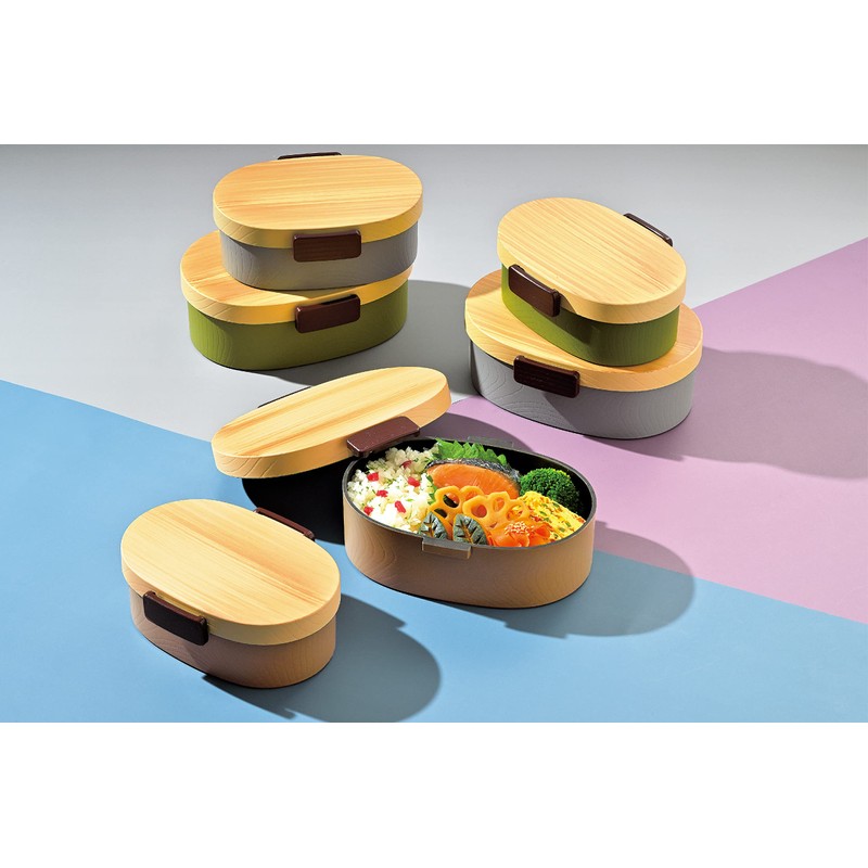 Tatsumiya 30425 Tight Grain Oval Bento Box, Hinoki Brown, Small