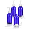 4 oz Cobalt Blue Glass Boston Round Bottle with White