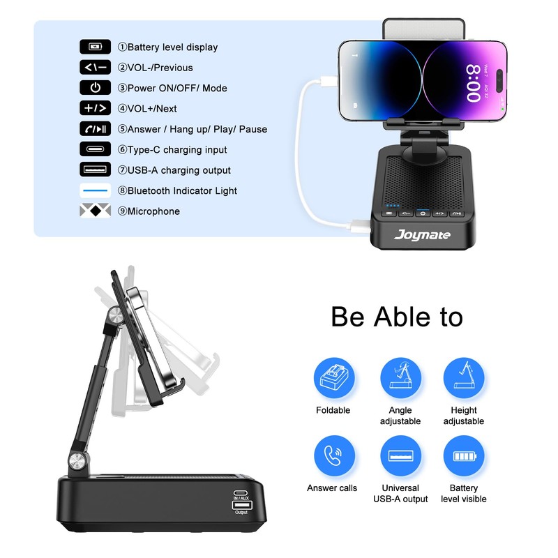 Joymate Gifts for Men Women, Phone Stand with Bluetooth Speaker