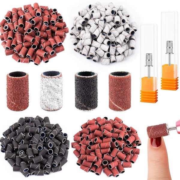 Rolybag Sanding Bands for Nail Drill Nail Sanding Bands Professional Sanding bit Nails 400 Pieces 4 Color Coarse Fine Grit Efile Sand Set 80#120#180#240# 2 Pieces Nail Drill Bits