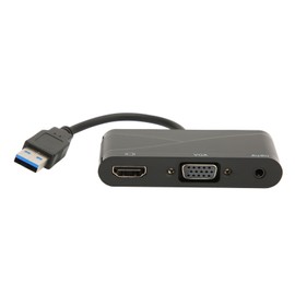 USB to HD Multimedia Interface 2 in 1 Black 1080P 60HZ 5Gbps USB 3.0 to VGA Adapter for Meeting Entertainment
