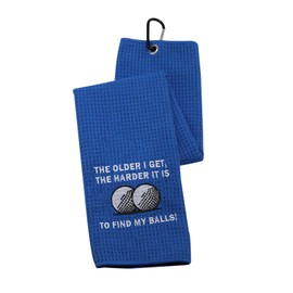 Funny Golf Towel Gift The Older I Get The Harder It is to Find My Balls Golf Towel with Clip (Find My Balls)