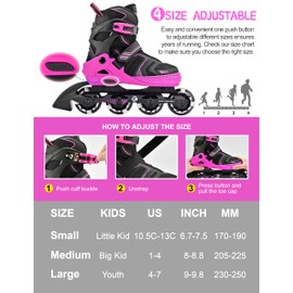 Kuxuan Skates Adjustable Inline Skates for Boys Girls, Kids Roller Skates Ages 4-12 with Light Up Wheels, Teen Skates for Beginner Women