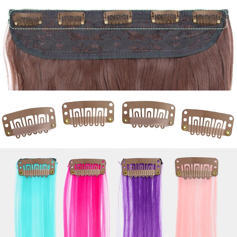 MUIIGOOD 25Pcs 32mm Hairpieces Snap Clips U Shape Wig Clips