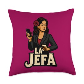 La Jefa The Boss in Spanish Funny Mexican Quote Throw Pillow