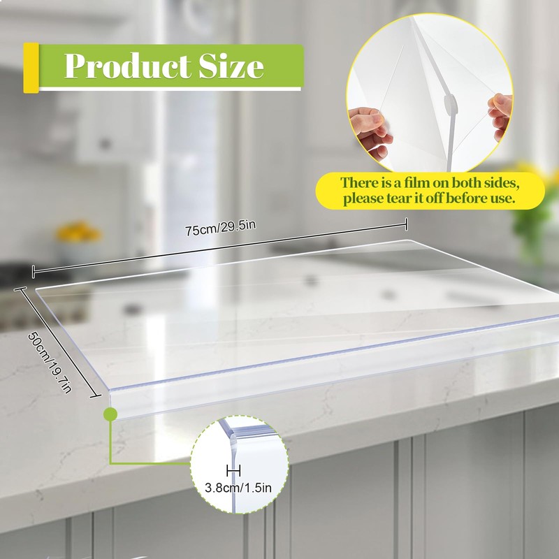 Wesiti Large Acrylic Cutting Board with Lip Non Slip 30
